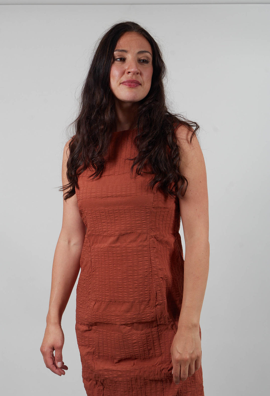 Shift Dress in Terracotta 3D Optic  - 2240911
