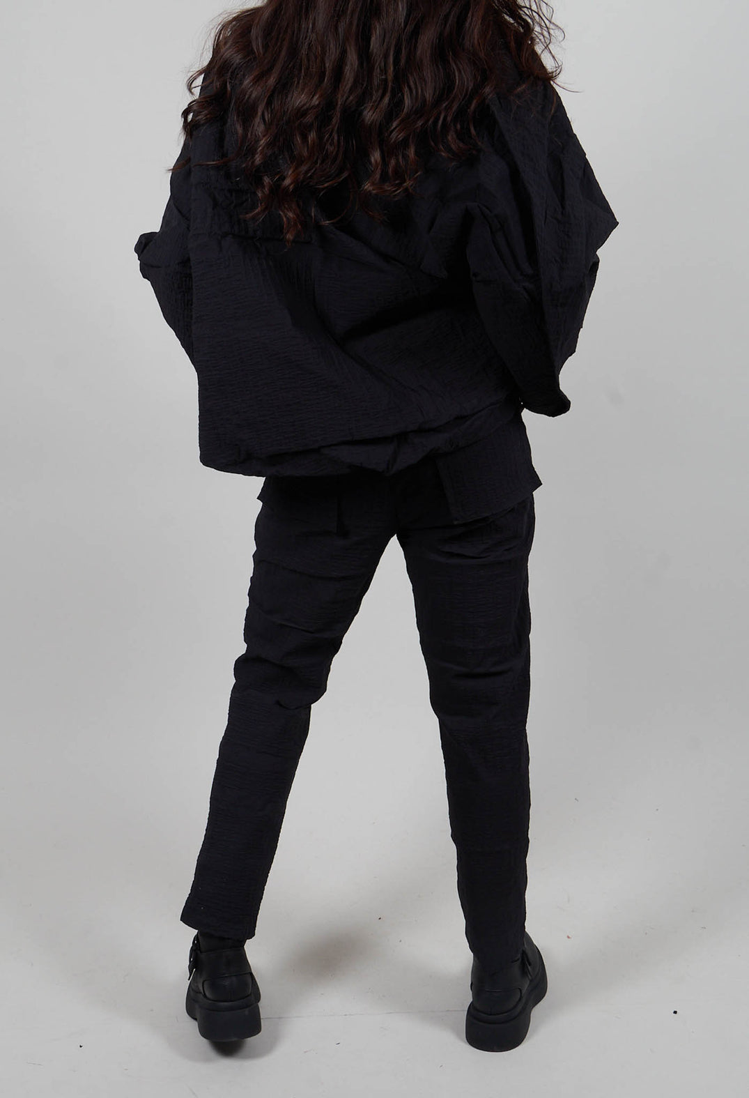 Pull On Trousers in Black 3D Optic - 2240113