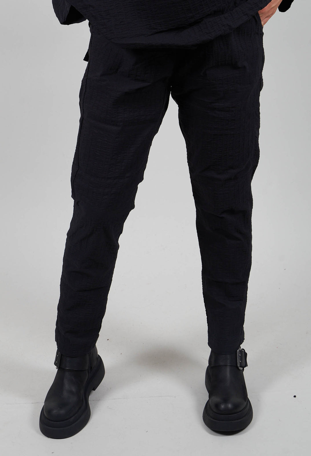 Pull On Trousers in Black 3D Optic - 2240113