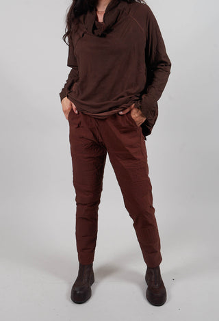 Pull On Trousers in Henna 3D Optic  - 2240113