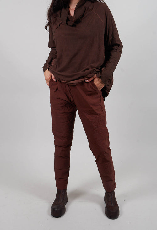 Pull On Trousers in Henna 3D Optic  - 2240113