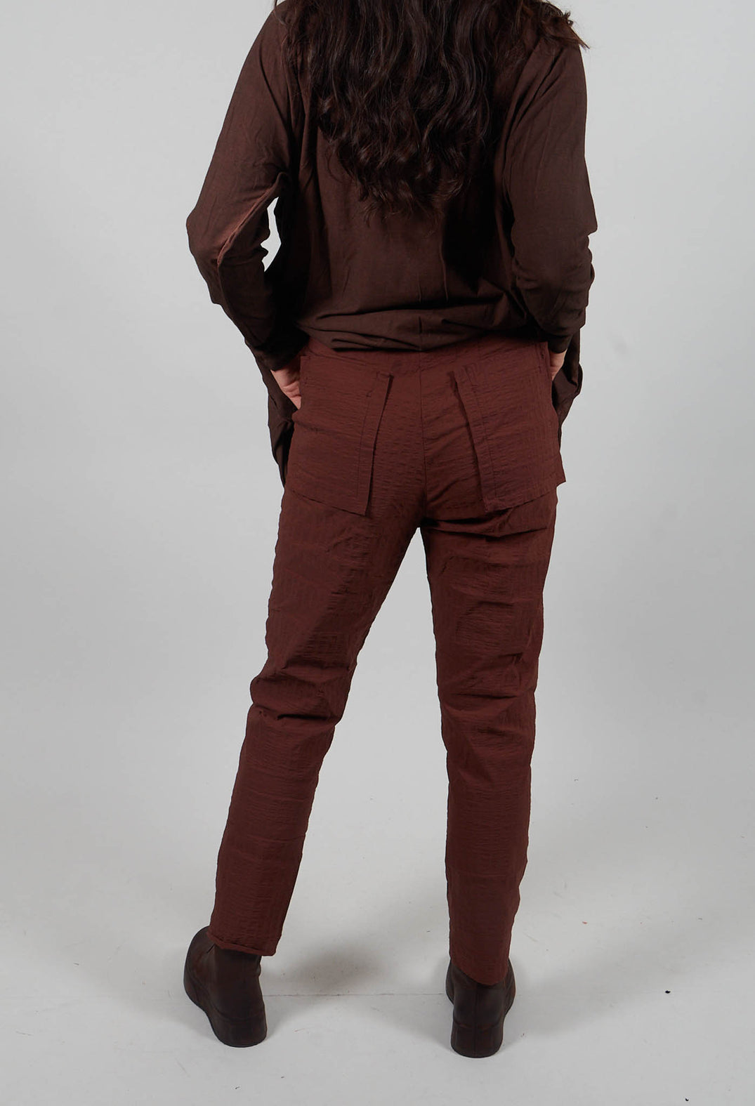 Pull On Trousers in Henna 3D Optic  - 2240113