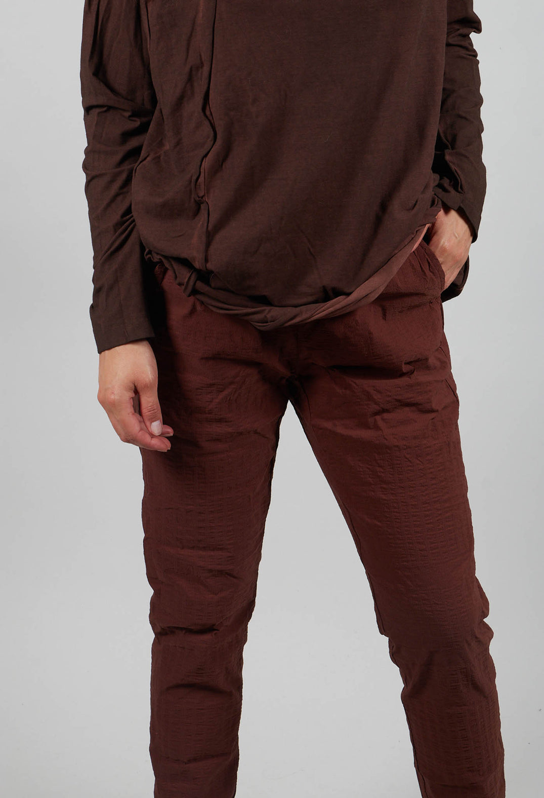 Pull On Trousers in Henna 3D Optic  - 2240113