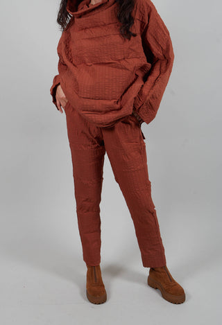 Pull On Trousers in Terracotta 3D Optic  - 2240113