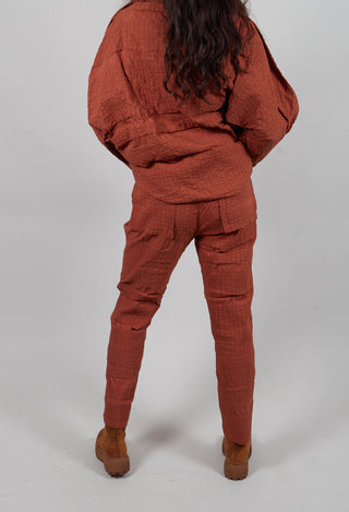 Pull On Trousers in Terracotta 3D Optic  - 2240113
