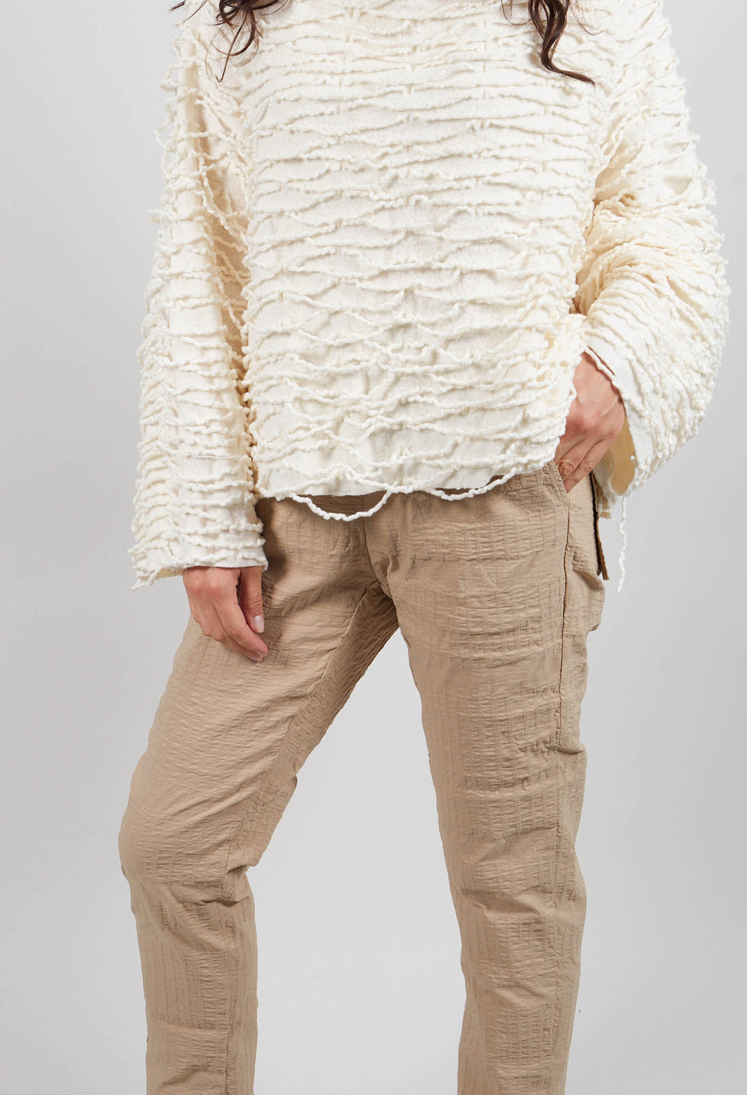 Pull On Trousers in Clay 3D Optic  - 2240113
