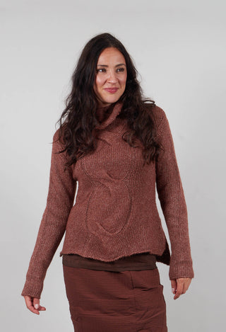 Cable Jumper in Henna Melange  - 2250703