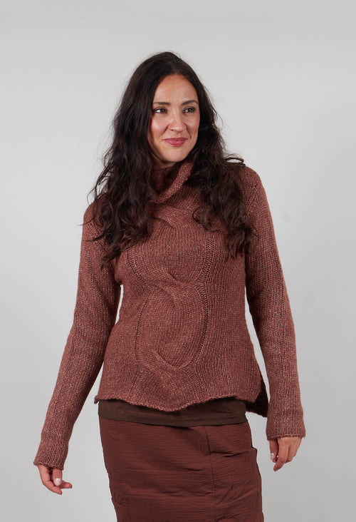Cable Jumper in Henna Melange  - 2250703