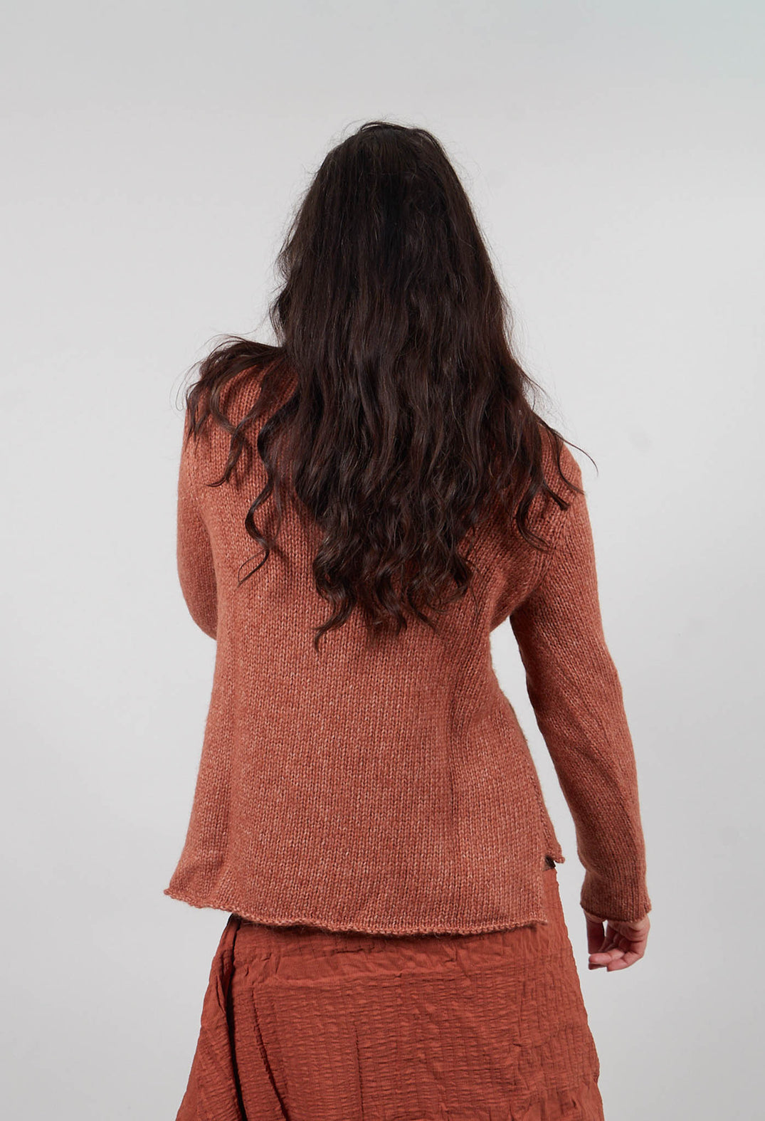 Cable Jumper in Terracotta Melange  - 2250703