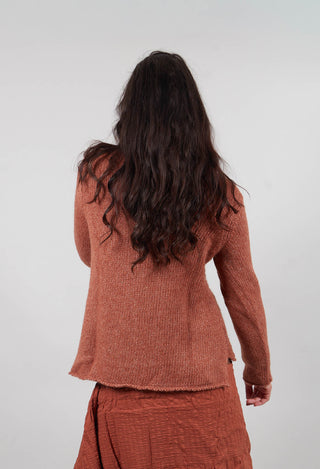 Cable Jumper in Terracotta Melange  - 2250703
