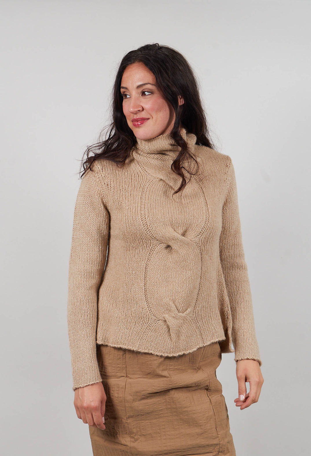 Cable Jumper in Clay Melange  - 2250703