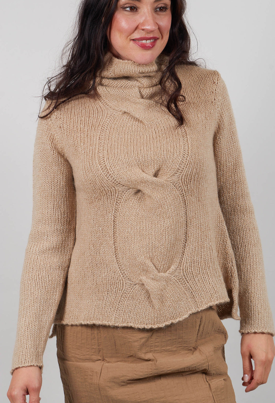 Cable Jumper in Clay Melange  - 2250703