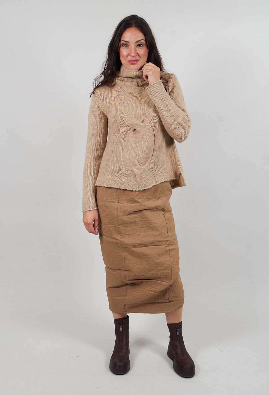 Cable Jumper in Clay Melange  - 2250703