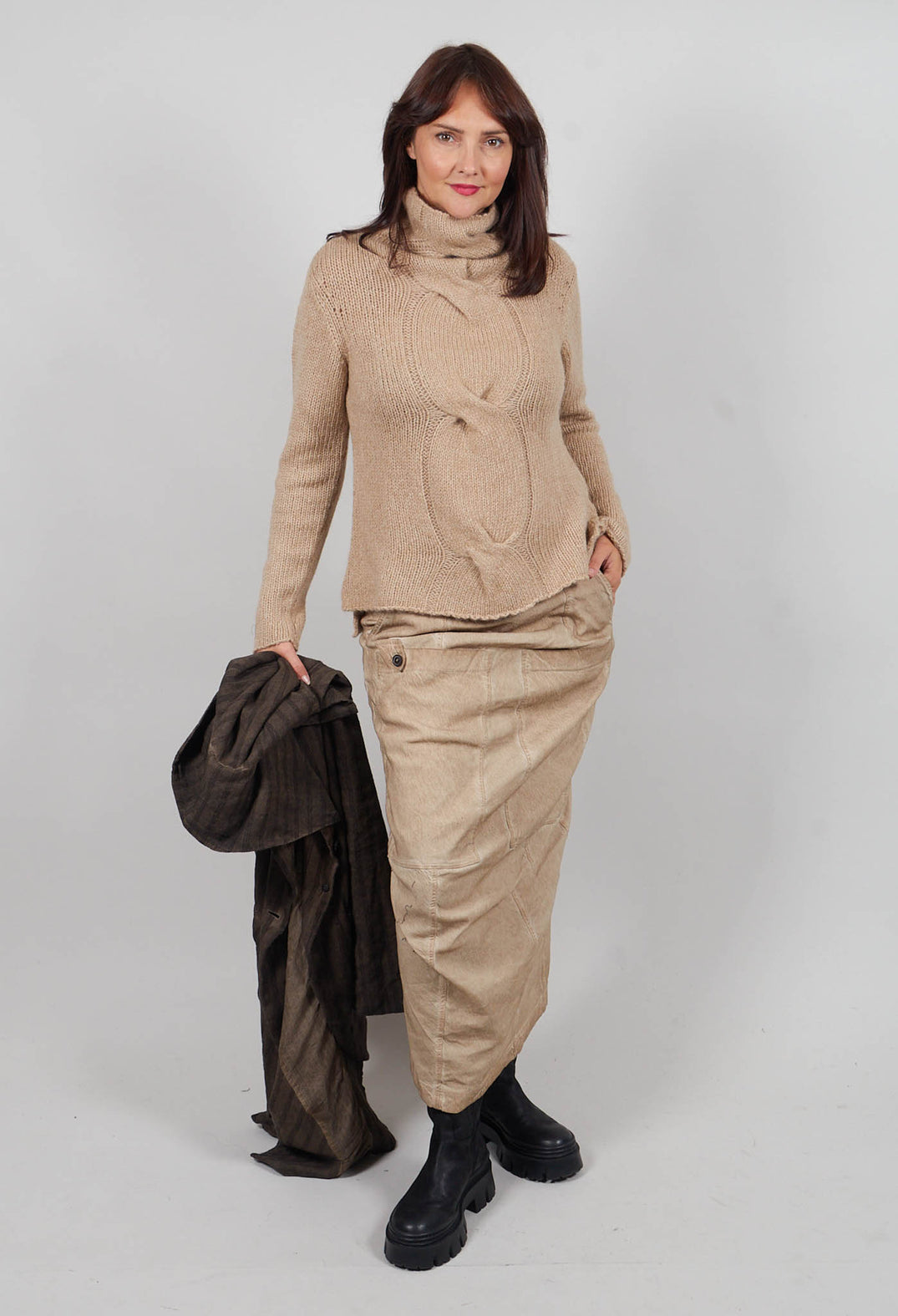Cable Jumper in Clay Melange  - 2250703