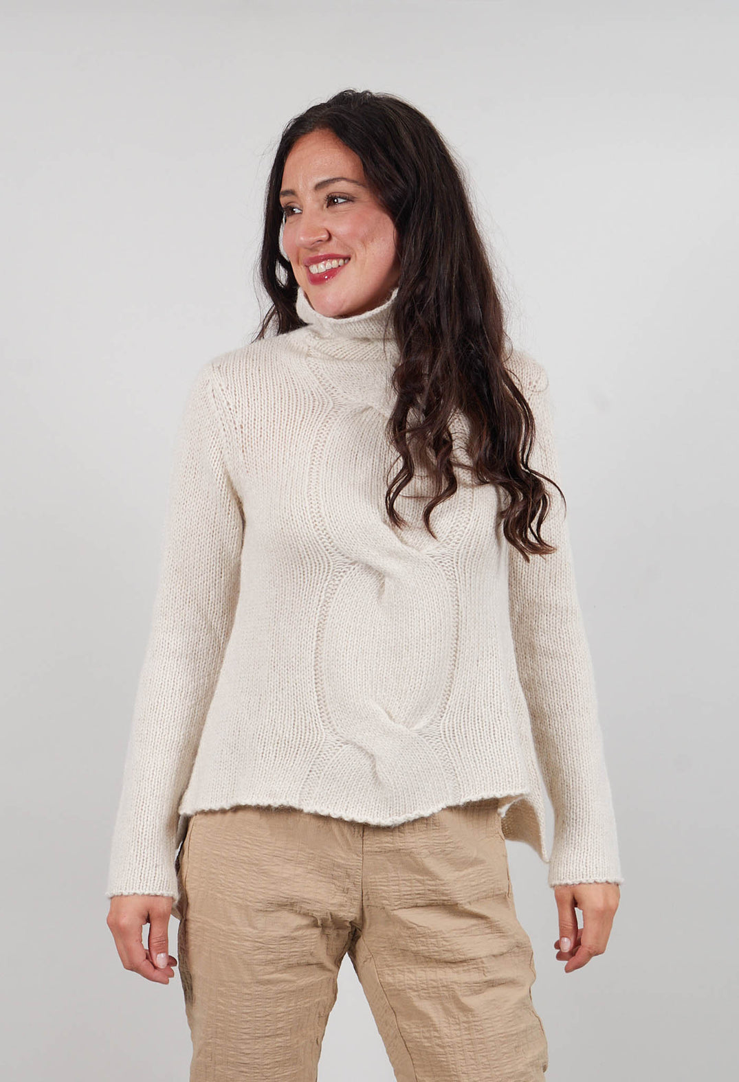 Cable Jumper in Ivory Melange - 2250703