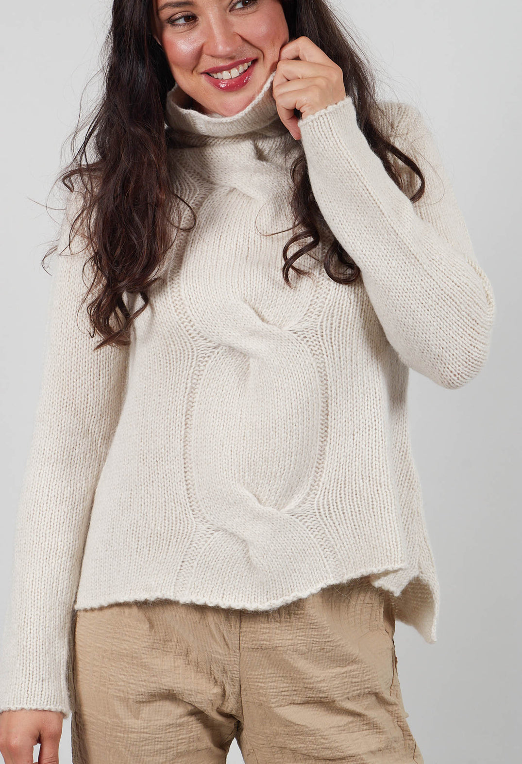 Cable Jumper in Ivory Melange - 2250703