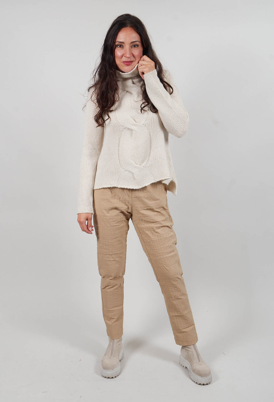 Cable Jumper in Ivory Melange - 2250703
