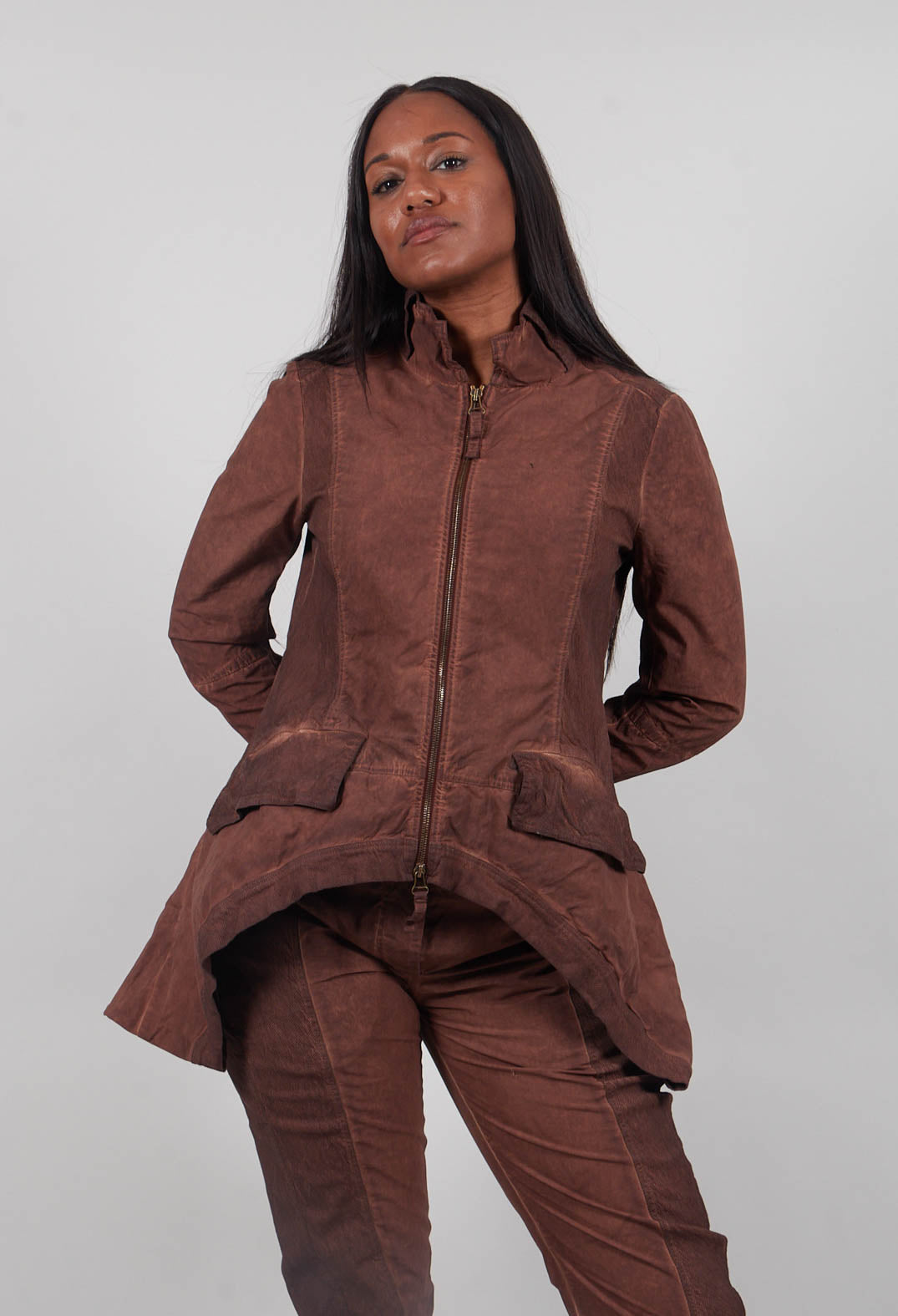 Curved Hem Jacket in Henna Cloud  - 2261101