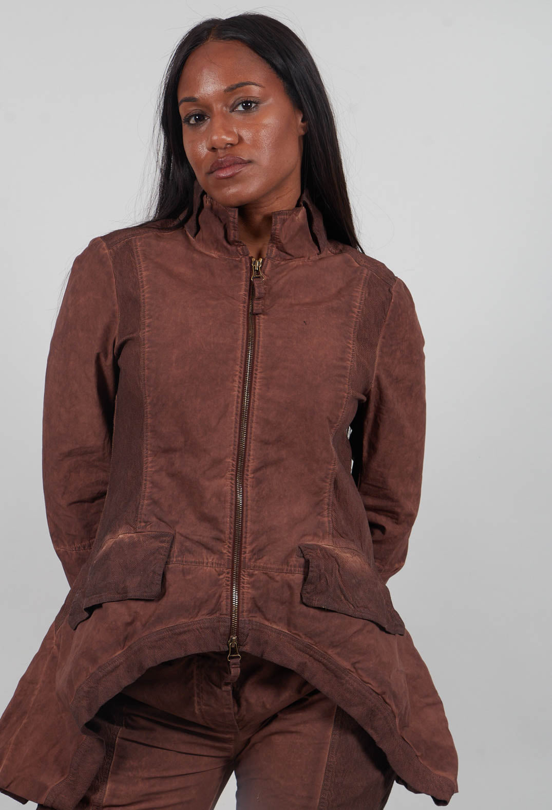 Curved Hem Jacket in Henna Cloud  - 2261101