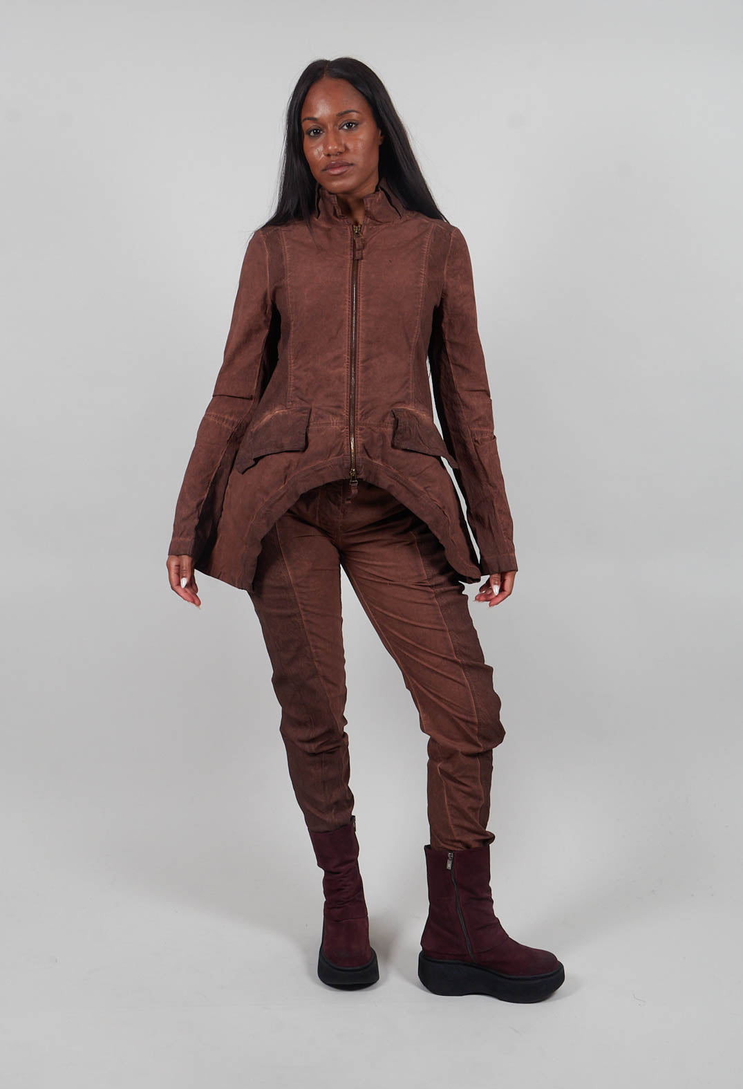Curved Hem Jacket in Henna Cloud  - 2261101