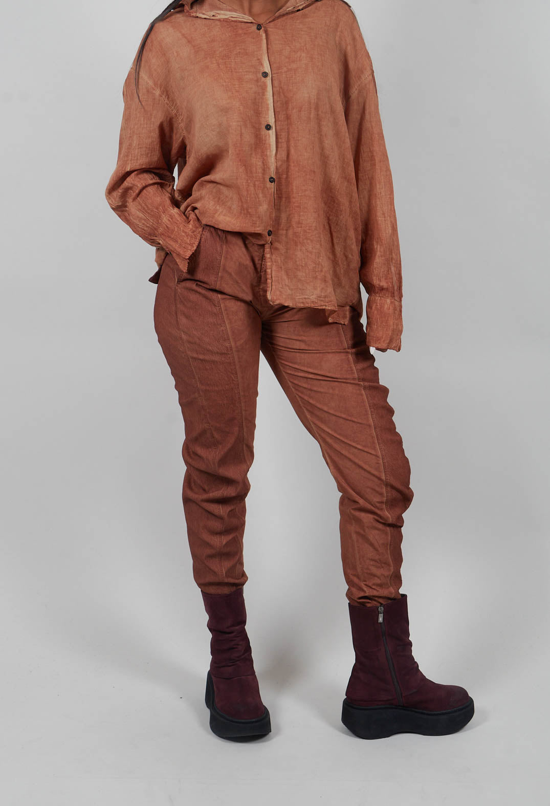 Seam Detail Trousers in Terracotta Cloud  - 2260104