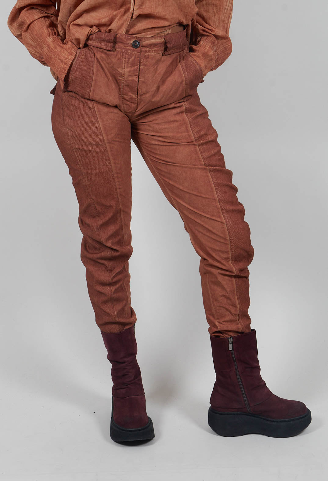Seam Detail Trousers in Terracotta Cloud  - 2260104