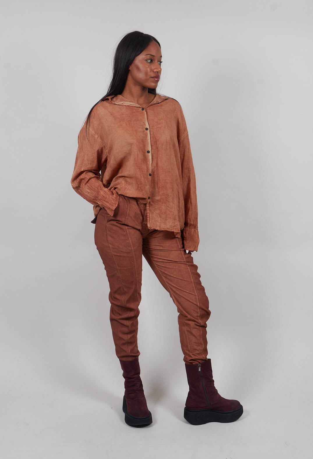 Seam Detail Trousers in Terracotta Cloud  - 2260104