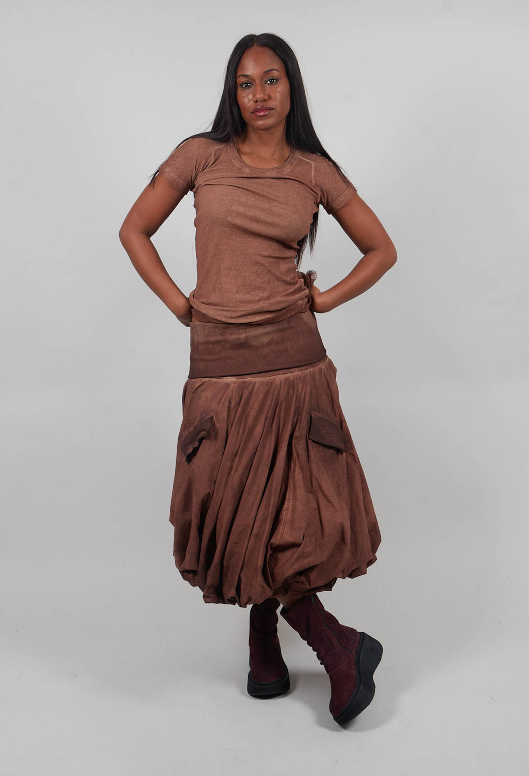 Bubble Hem Skirt in Henna Cloud  - 2260307
