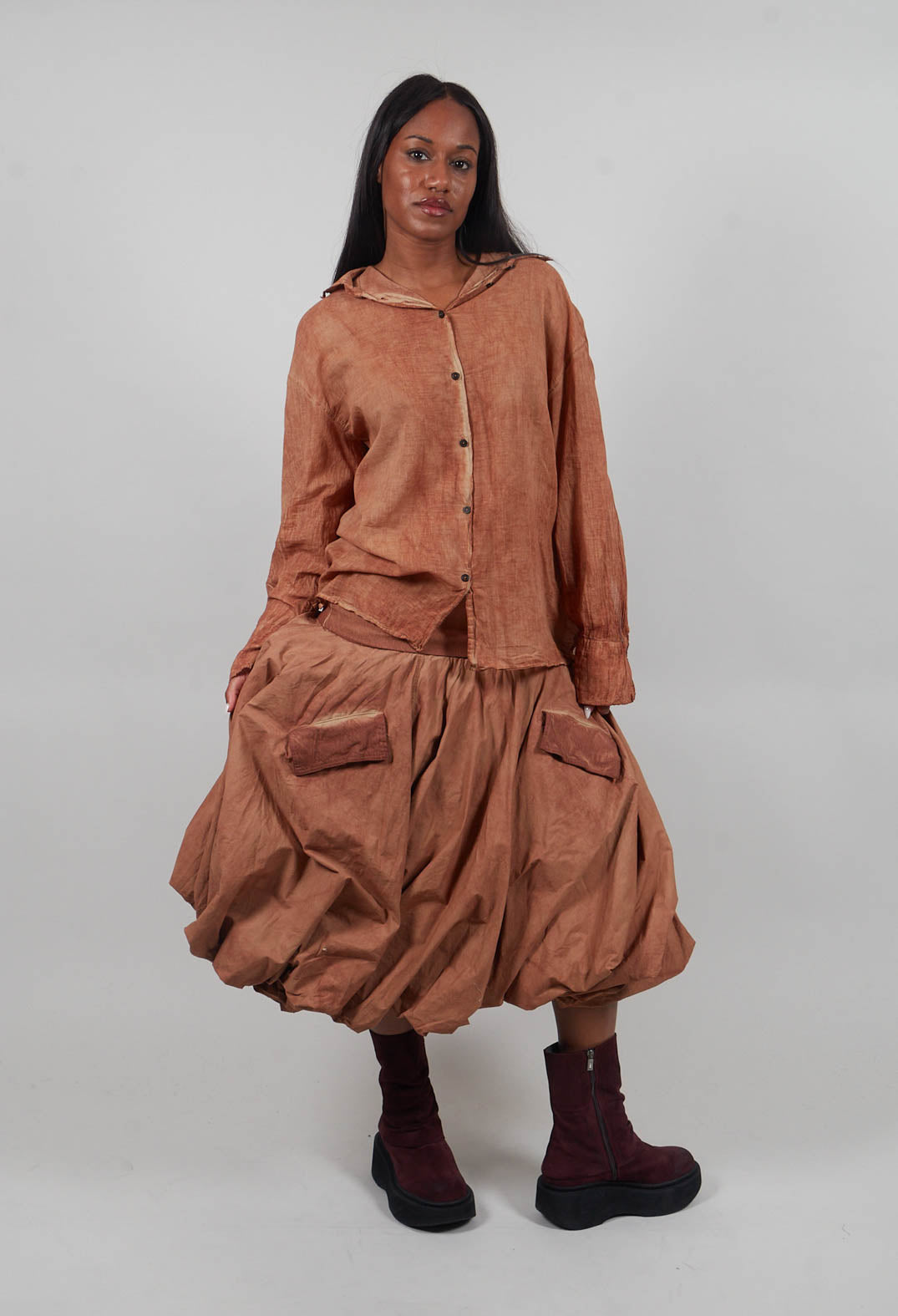 Bubble Hem Skirt in Terracotta Cloud - 2260307