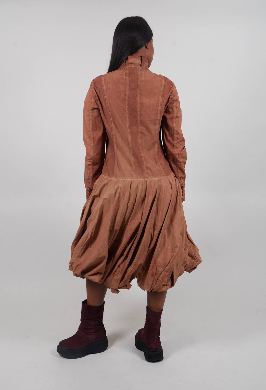 Bubble Hem Dress in Terracotta Cloud  - 2260908
