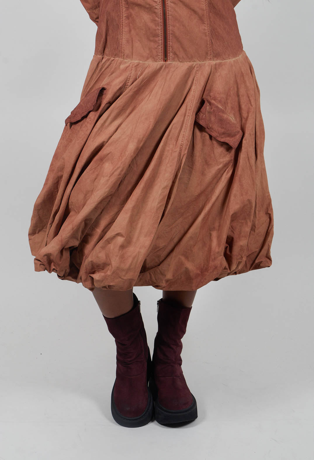 Bubble Hem Dress in Terracotta Cloud  - 2260908
