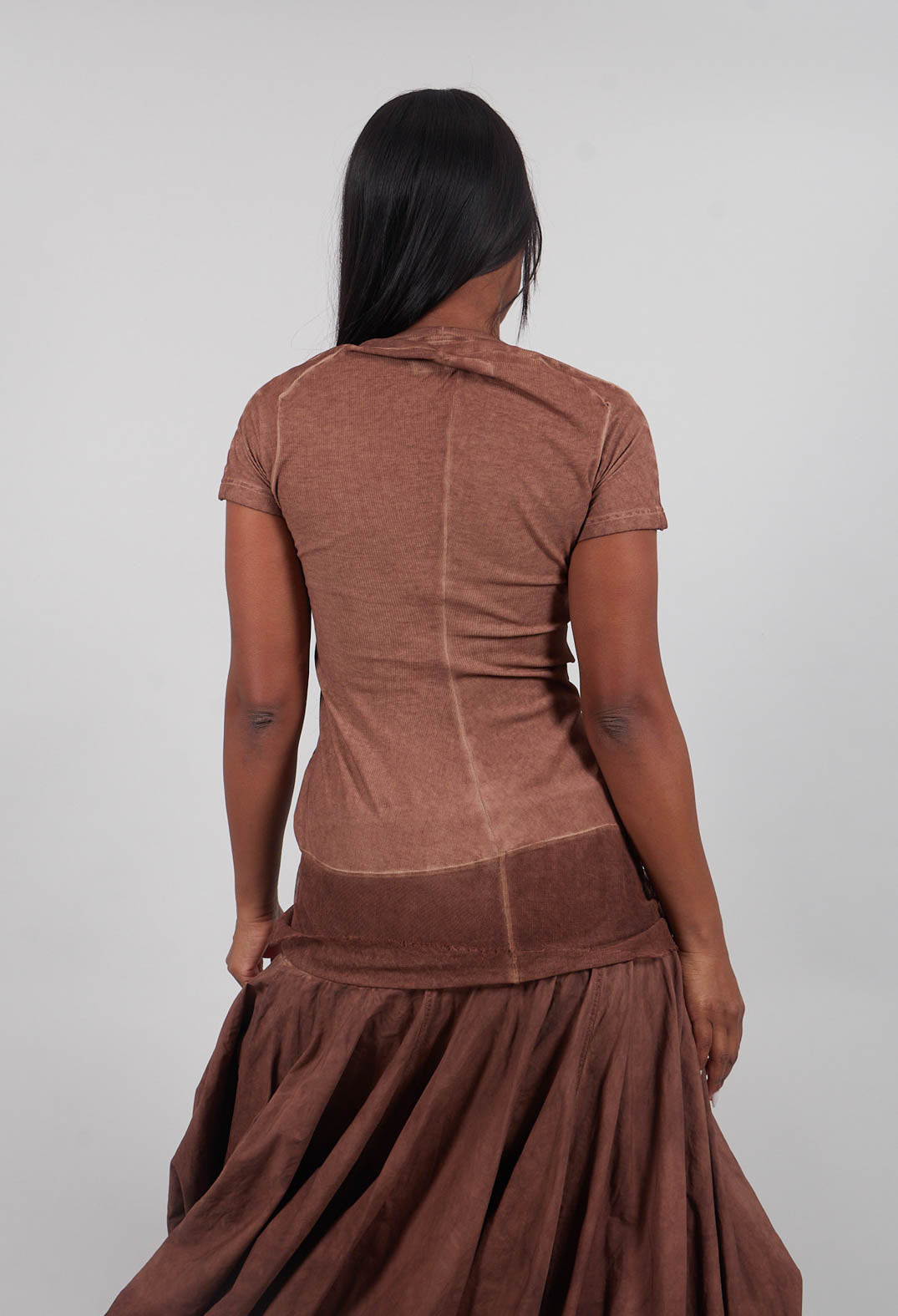 T-Shirt with Sheer Hem in Terracotta Cloud  - 2340501