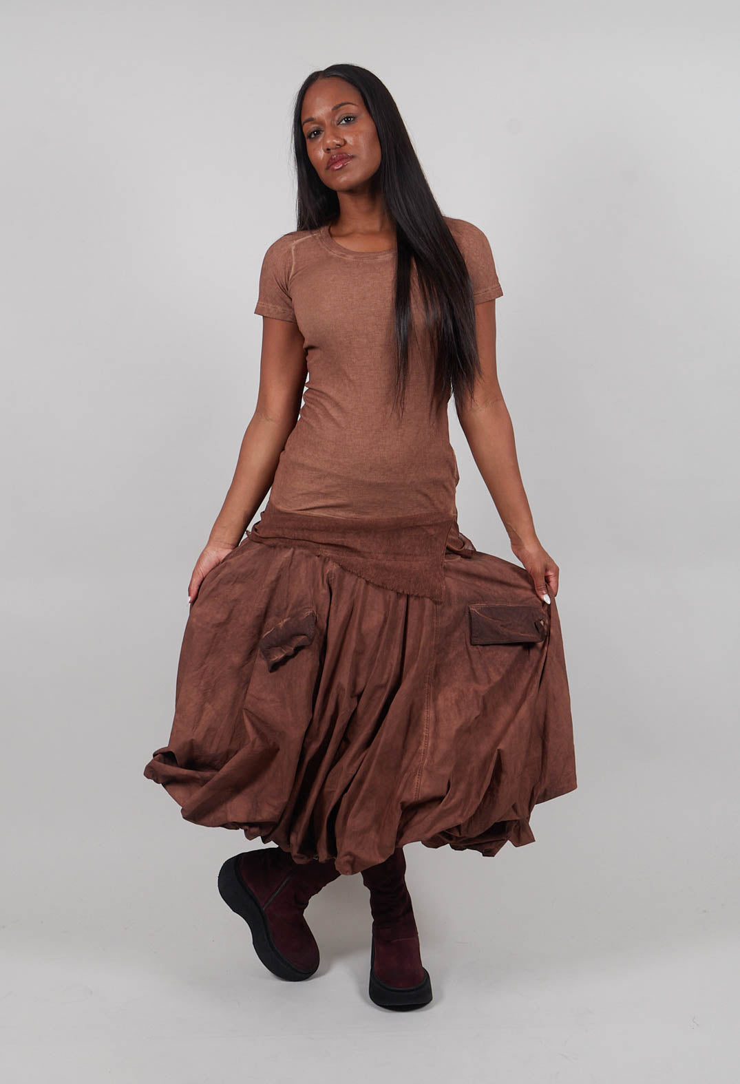 T-Shirt with Sheer Hem in Terracotta Cloud  - 2340501
