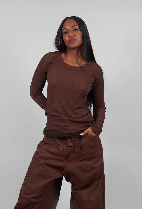 Long Sleeve T-Shirt with Sheer Hem in Henna Cloud  - 2340503