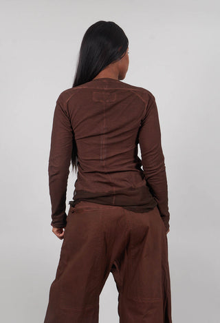 Long Sleeve T-Shirt with Sheer Hem in Henna Cloud  - 2340503