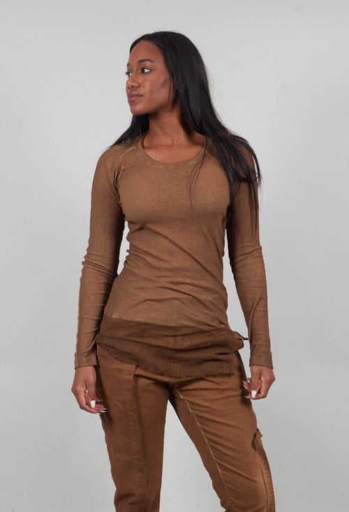 Long Sleeve T-Shirt with Sheer Hem in Dakar Cloud  - 2340503