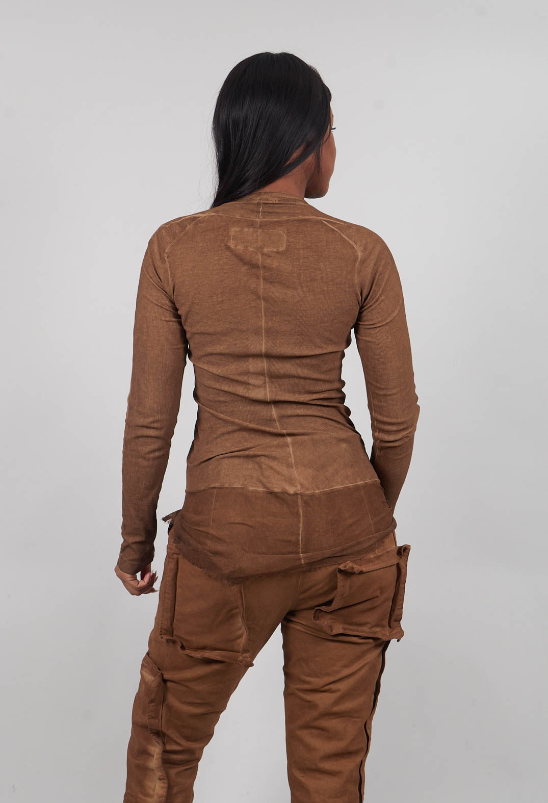 Long Sleeve T-Shirt with Sheer Hem in Dakar Cloud  - 2340503