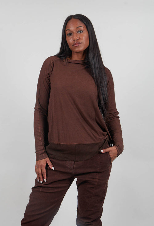 A-Line Top with Sheer Hem in Henna Cloud  - 2340506