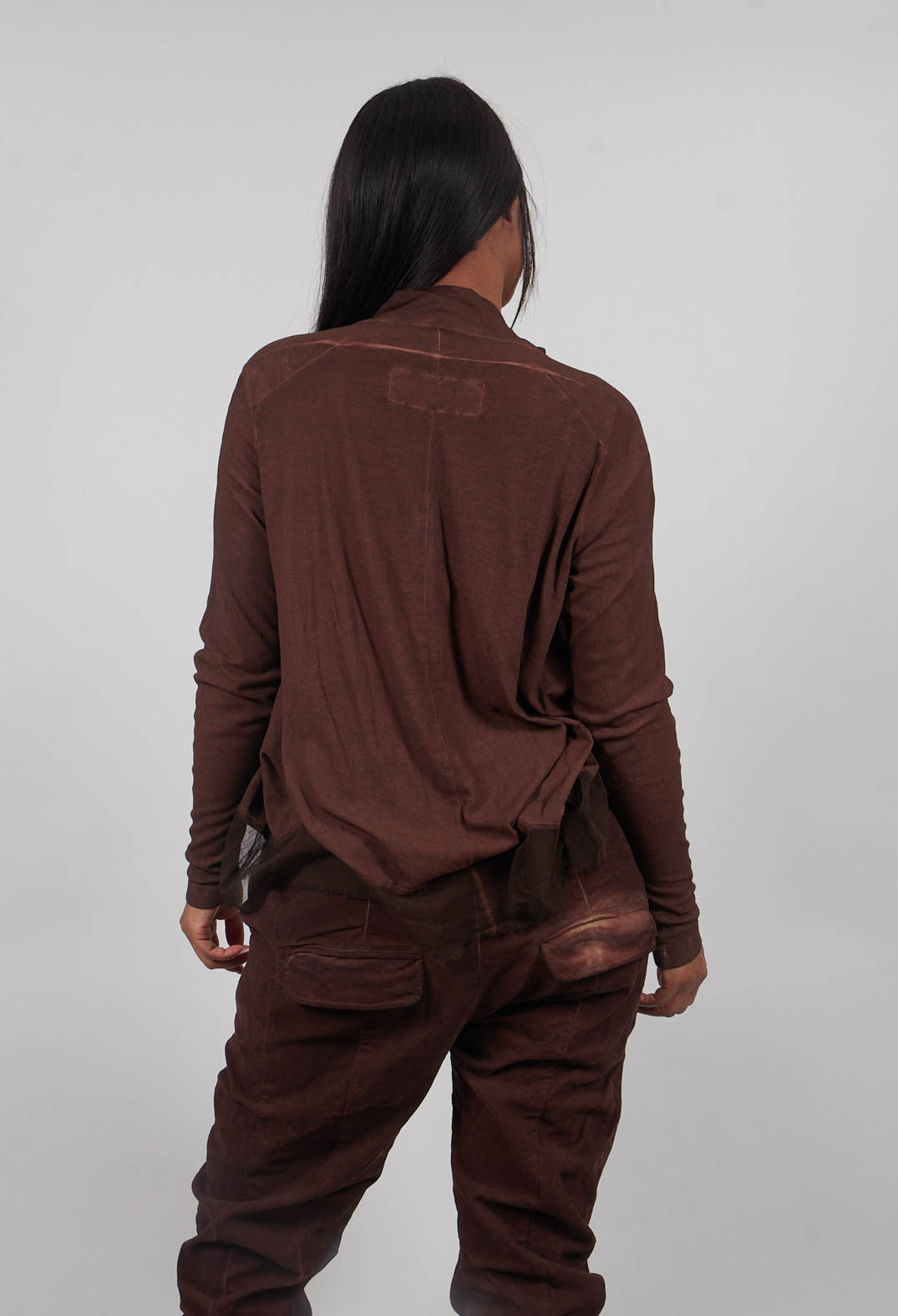 A-Line Top with Sheer Hem in Henna Cloud  - 2340506