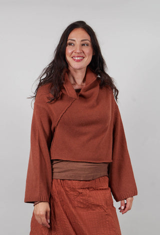 High Open Neck Jumper in Terracotta   - 2350703