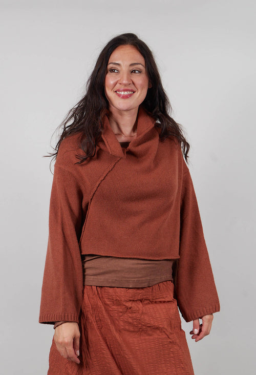 High Open Neck Jumper in Terracotta   - 2350703
