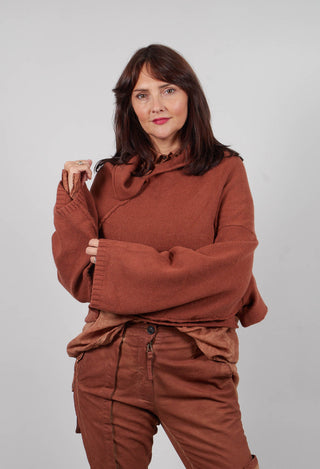 High Open Neck Jumper in Terracotta   - 2350703