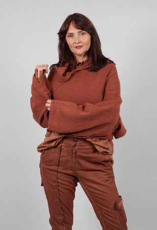 High Open Neck Jumper in Terracotta   - 2350703