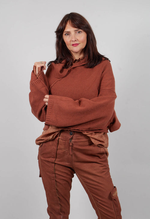 High Open Neck Jumper in Terracotta   - 2350703