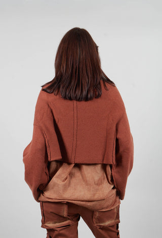 High Open Neck Jumper in Terracotta   - 2350703