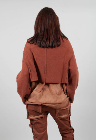 High Open Neck Jumper in Terracotta   - 2350703