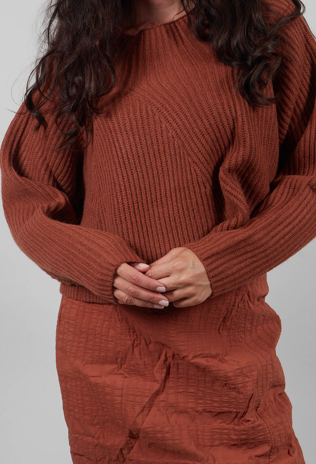 Ribbed Jumper in Terracotta  - 2350710
