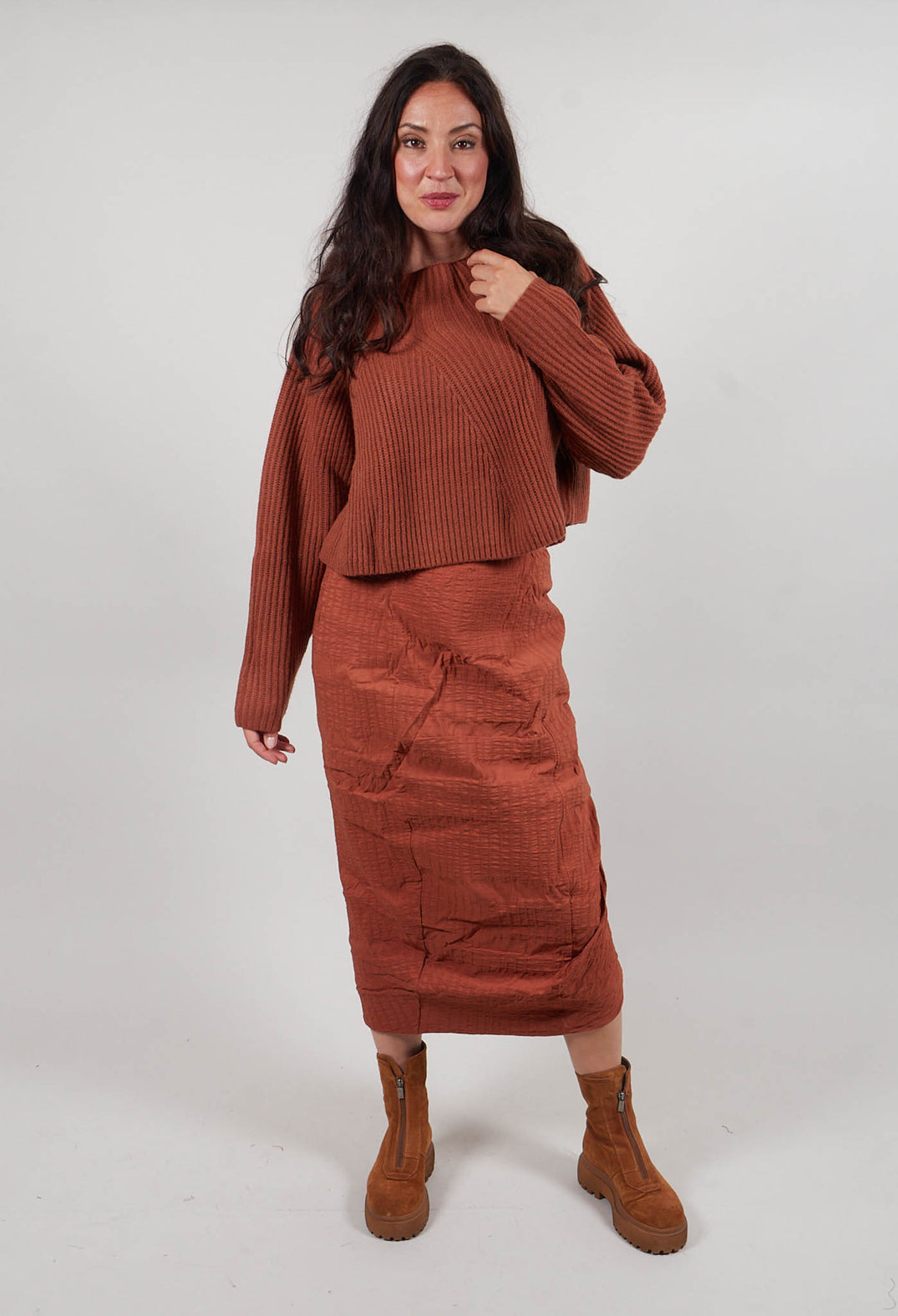 Ribbed Jumper in Terracotta  - 2350710