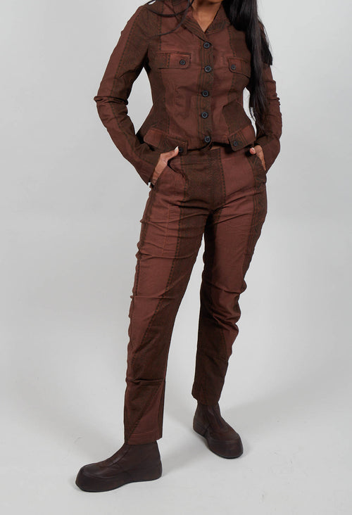 Slim Fit Trousers in Henna Cloud Stripe  - 2390101