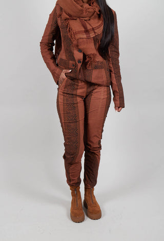 Slim Fit Trousers in Terracotta Cloud Stripe  - 2390101